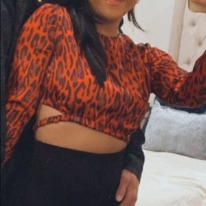 Zara Red Leopard Print Tie Crop
